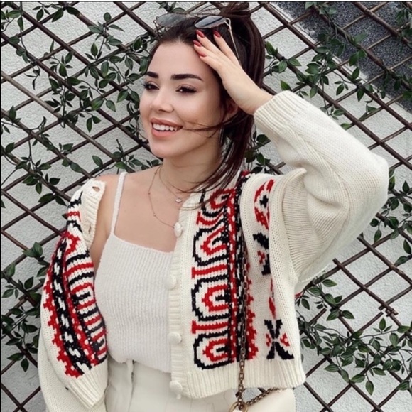 zara embroidered knit cardigan